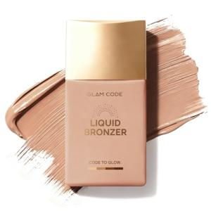 GLAM CODE Liquid Face Bronzer Drops - Sun-Kissed Glow Face Contour Infused with Sodium Hyaluronate & Glycerin, Buildable & Long-Lasting, Vegan & Cruelty-Free #01 Light Tan