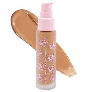 KimChi Chic A Really Good Foundation | Medium to Full Coverage Makeup | Long-Lasting, Lightweight Formula | Vegan & Cruelty-Free, 1.0 fl. oz, 113M Light/Medium + Warm Undertones