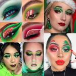 Green Red Eyeshadow Palette, Pigmented Matte Shimmer Christmas Makeup Pallet for Grinch, Shrek Makeup, 18 Colors Long Lasting Xmas Green Gold Glitter Eye Shadow Palette for Holiday, Parties, Cosplay