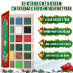 Green Red Eyeshadow Palette, Pigmented Matte Shimmer Christmas Makeup Pallet for Grinch, Shrek Makeup, 18 Colors Long Lasting Xmas Green Gold Glitter Eye Shadow Palette for Holiday, Parties, Cosplay