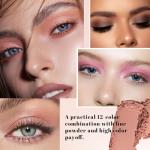 SUAKE Nude Pink Eyeshadow Palette, Matte & Shimmer, High Pigmented 12 Colors Brown Purple Eye Shadow Primers for Eye Makeup, Korean Powder Palet de sombras de ojos