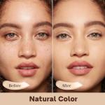 Mushroom Head Air Cushion CC Cream Christmas Gifts for Women, 1 Full-Size Makeup Foundation with 2 Refills & 1 Special Mushroom Head Puff, Upgraded Ingredients Long-lasting (Natural, 0.71 Fl Oz*3)