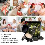 Mushroom Head Air Cushion CC Cream Christmas Gifts for Women, 1 Full-Size Makeup Foundation with 2 Refills & 1 Special Mushroom Head Puff, Upgraded Ingredients Long-lasting (Natural, 0.71 Fl Oz*3)