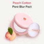 SKINFOOD Peach Cotton Pore Blur Pact - Sebum Control Pack with Silky Texture - Long Lasting Makeup Fixing - Pore Primer with Mineral Powder for Oily Skin - Stocking Stuffers - Pore Quick Minimizer