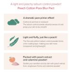 SKINFOOD Peach Cotton Pore Blur Pact - Sebum Control Pack with Silky Texture - Long Lasting Makeup Fixing - Pore Primer with Mineral Powder for Oily Skin - Stocking Stuffers - Pore Quick Minimizer