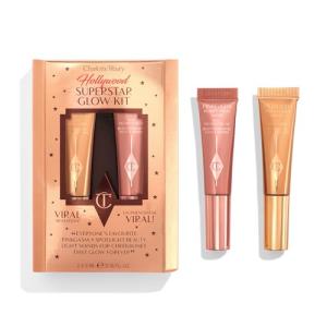 Charlotte Tilbury Hollywood Superstar Glow Makeup Kit - Limited-Edition Mini Beauty Light Wand Duo in Pinkgasm & Spotlight - Dewy Highlighter & Blush with Glow Gel Technology