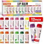 AZEN 12 Pack Lip Balm, Natural Lip Balm Bulk, Lip Care Product, Moisturizing Lip Balms for dry cracked lips - 12 Flavors