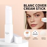 Blanc Cover Cream Stick, Color-Changing Foundation Stick, White Concealer, Hydrating Concealer, Dual-Ended with Detachable Brush (#Tan)