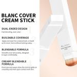Blanc Cover Cream Stick, Color-Changing Foundation Stick, White Concealer, Hydrating Concealer, Dual-Ended with Detachable Brush (#Tan)