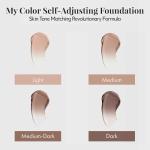 Jerome Alexander My Color Self-Adjusting Foundation, Hydrating & Lightweight Face Makeup, Skincare-Infused, with Kabuki Brush, Medium, 1 oz