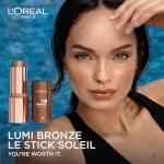 L'Oreal Paris Lumi Bronze Le Stick Soleil Bronzer Stick, Cream-To-Powder Bronzer For A Sunkissed Face Makeup Glow, 120 Copper Bronzette