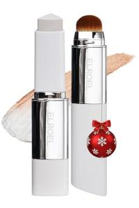 ELROEL Blanc Cover Cream Stick V White - Korean Color-Changing Foundation Stick with Volufiline - Medium to Full Coverage Dewy Finish Base Makeup - Dual-Ended with Detachable Brush (202 Natural)