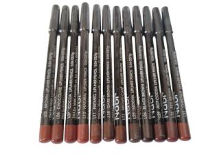 12-Piece Brown Tone Lip Liner Pencil Set, Assorted Colors