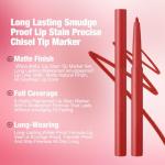 Wavuketu Nude Brown Lip Liner Lipstick for Women, Waterproof Long Lasting Lip Liner Pencil Lip Stick Set, Lip Kit With Lipliner Lipstick, Smudgeproof Lip pencil Lip Crayon 02#