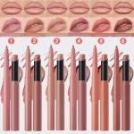 Wavuketu Nude Brown Lip Liner Lipstick for Women, Waterproof Long Lasting Lip Liner Pencil Lip Stick Set, Lip Kit With Lipliner Lipstick, Smudgeproof Lip pencil Lip Crayon 02#