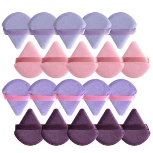 BS-MALL Triangle Puffs, Makeup Sponge Set 20 Pieces, Cosmetic Applicators for Foundation, Powder, Blush Large Pack (Purple)
