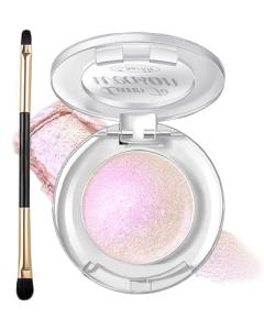 Holographic Chameleon Glitter Eyeshadow&Highlighter Palette,Color Shift Shimmer Single Eye Shadow,Sparkle Iridescent Inner Corner Eye Highlight Brightener Face Illuminator Fairy Mermaid Makeup-05