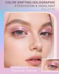 Holographic Chameleon Glitter Eyeshadow&Highlighter Palette,Color Shift Shimmer Single Eye Shadow,Sparkle Iridescent Inner Corner Eye Highlight Brightener Face Illuminator Fairy Mermaid Makeup-05