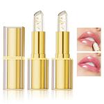 2 Pcs Color Changing Lipstick, Transferproof Gold Crystal Ph Lipstick Color Changing, Clear Lip stick That Changes Color, Nourishing Long Lasting 24 Hours Moisturizing Shine Lip Gloss for Women