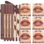Beauty Glazed 6pcs Nude Brown Lip Liner Makeup Set - Waterproof & Smudge-Proof Matte Pencil, Long-Lasting & Durable, Smooth & Easy Glide, Non-Smudge, Contouring, Filling & Layering (NUDE-PINK Set)