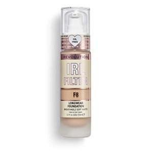 Revolution, IRL Filter Longwear Foundation, Soft & Breathable Formula, Medium to Full Coverage, Matte Finish, F8, 0.7 fl oz
