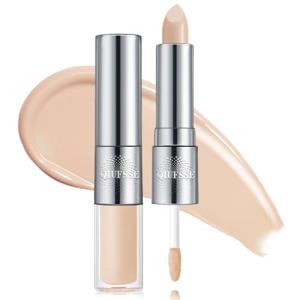 QIUFSSE Under Eye Concealer Stick,Full Coverage Concealer for Older Women,Teenagers,Middle-aged,Dual formula (liquid tip & balm stick),Long-lasting Wear,Tattoo Cover Up Makeup（01 Natural）