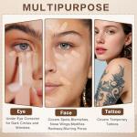 QIUFSSE Under Eye Concealer Stick,Full Coverage Concealer for Older Women,Teenagers,Middle-aged,Dual formula (liquid tip & balm stick),Long-lasting Wear,Tattoo Cover Up Makeup（01 Natural）