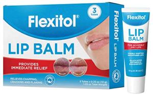 Flexitol Lip Balm, 0.35 Ounce Tube, Cream White, 3 Count (Pack of 1)