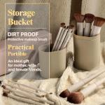 BS-MALL Professional Makeup Brush Set 18 Pcs Premium Synthetic Foundation Powder Concealers Eye Shadows Blush Makeup Brushes with Travel Case (Matte white beige)