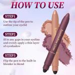 VFFWBB Shadow Liner 2-in-1 Eyeliner & Eyeshadow,Plum Eyeshadow Stick,Perfect Color Duo-shadow Liner, Waterproof Eyeliner, Smudge-proof Duo Eye Shadow Stick, Long-lasting Combination, Easy To Apply