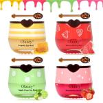 4 PCS Bee Lip Balm Honey Pot-Strawberry, Watermelon, Apple Lime, Honey Lip Mask Overnight Propolis Moisturizing,Vitamin E Prevention Cracked &Chapped Lips,Christmas Gifts Lip Balm