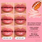 4 PCS Bee Lip Balm Honey Pot-Strawberry, Watermelon, Apple Lime, Honey Lip Mask Overnight Propolis Moisturizing,Vitamin E Prevention Cracked &Chapped Lips,Christmas Gifts Lip Balm