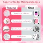 Fauxomor 108 Pcs New Makeup Sponges Wedges for Face Foundation, Latex-Free Triangle Cosmetic Make Up Sponge for Flawless Application and Blending, Beauty Blender for All Skin Types with Two Pouches