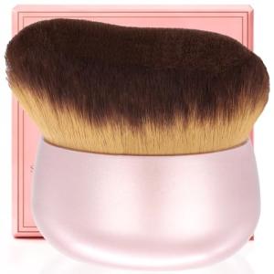 Extra Large Body Makeup Brush For Self Tanner, Leg Makeup &Bronzer Blend,75 mm Wide-headed Kabuki Brush Provides More Even &Pretty Application, Oval Face&Back Makeup Brush, Wet&Dry Use- Pink Rose Gold