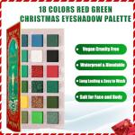 Green Red Eyeshadow Palette, Pigmented Matte Shimmer Christmas Makeup Pallet for Grinch, Shrek Makeup, 18 Colors Long Lasting Xmas Green Gold Glitter Eye Shadow Palette for Holiday, Parties, Cosplay
