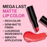wet n wild Mega Last Matte Lip Color, Semi Matte Hyaluronic Acid Infused, Long Lasting Full Coverage for a Nourishing Pout, Cruelty-Free & Vegan - Cherry Bomb