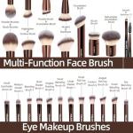 MAANGE 20 PCS Foundation Makeup Brush Set, Double-ended Kabuki Contour Brush for Liquid Powder Concealer Blending Blush Face Makeup Tools (Coffee)