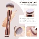 MAANGE 20 PCS Foundation Makeup Brush Set, Double-ended Kabuki Contour Brush for Liquid Powder Concealer Blending Blush Face Makeup Tools (Coffee)