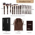 MAANGE Makeup Brushes 16Pcs Professional Foundation Powder Blush Contour Eyeshadows Double-End Makeup Brushes Set with Bag and Gift Box-CoffeeBrown
