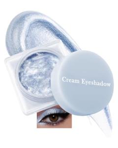 Glitter Cream Eyeshadow Palette, Blue Shimmer Long-Lasting Eye Shadow Pot, Single Holographic Iridescent Eyeshadow Palette Eye Brightener, Smooth Texture Blendable Highlighter Makeup for Women-02