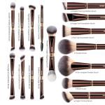 MAANGE Makeup Brushes 16Pcs Professional Foundation Powder Blush Contour Eyeshadows Double-End Makeup Brushes Set with Bag and Gift Box-CoffeeBrown