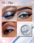 Glitter Cream Eyeshadow Palette, Blue Shimmer Long-Lasting Eye Shadow Pot, Single Holographic Iridescent Eyeshadow Palette Eye Brightener, Smooth Texture Blendable Highlighter Makeup for Women-02