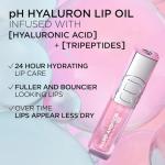 L'Oreal Paris Plump Ambition pH Hyaluron Lip Oil, Color Shifting Lip Tint with 24HR Hydration, Volumizing Shine and Lasting Color, 020 pH Rosé