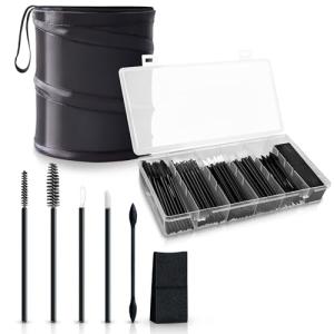 OrKo Disposable Makeup Applicator Kit with Spatulas, Lip Applicators, Eyeliner Brushes, Sponge, Eye Brow & Mascara Brush Includes Portable Collapsible Trash Bin Ideal for Makeup Artist - (104 Pcs)