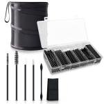 OrKo Disposable Makeup Applicator Kit with Spatulas, Lip Applicators, Eyeliner Brushes, Sponge, Eye Brow & Mascara Brush Includes Portable Collapsible Trash Bin Ideal for Makeup Artist - (104 Pcs)