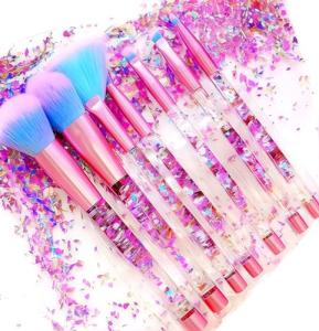 RAEEIKPHZ Unicorn Fan Makeup Brush Set,Crystal Sparkles Blue Blush Powder Fan Lip Eye Shadow Eyebrow Eye Blender Brush in Set