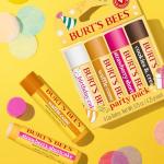 Burt's Bees Lip Balm Party Pack - Birthday Cake, Waffle Cone, Strawberry Shortcake, and Cookies & Cream, All Day Moisturizer, Tint-Free, Natural Origin Conditioning Lip Treatment, 4 Tubes, 0.15 oz.