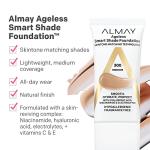 Almay Anti-Aging Foundation, Smart Shade Face Makeup with Hyaluronic Acid, Niacinamide, Vitamin C & E, Hypoallergenic-Fragrance Free, 100 Light, 1 Fl Oz (Pack of 1)