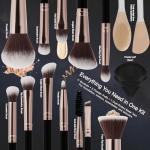 HEDIVIA Makeup Brush Set 14 Pcs Professional, Premium Synthetic Foundation Concealer Powder Blush Eyeshadow Brushes with 2 Powder Puffs & Dual-ended Mask Applicator, gifts for Women Teen Girls(black).
