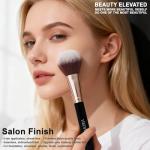 HEDIVIA Makeup Brush Set 14 Pcs Professional, Premium Synthetic Foundation Concealer Powder Blush Eyeshadow Brushes with 2 Powder Puffs & Dual-ended Mask Applicator, gifts for Women Teen Girls(black).